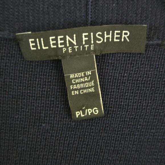 Eileen Fisher Silk Organic Cotton Sustainable Navy Cardigan Sweater Size PL - Picture 4 of 5